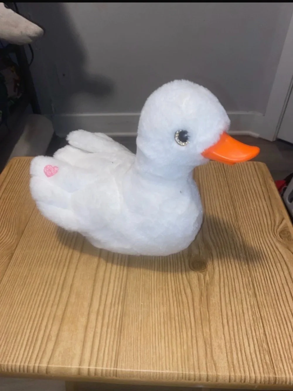Soft White Duck Plush Toy with Orange Beak for Small Pets